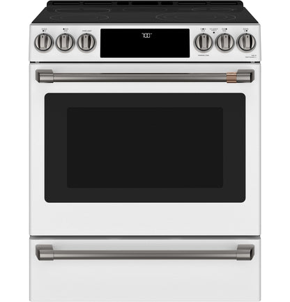 CAFE  30" Smart Slide-In, Front-Control, Radiant and Convection Range White - CES700P4MW2