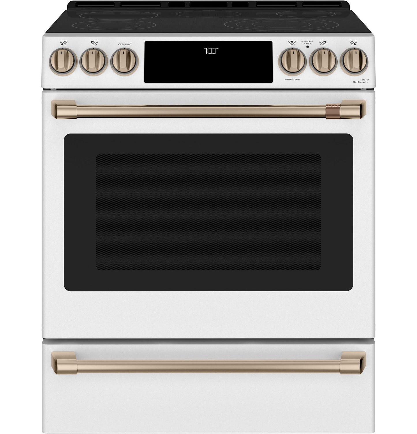 CAFE CES700P4MW2 CAFé30" Smart Slide-In, Front-Control, Radiant and Convection Range White - CES700P4MW2