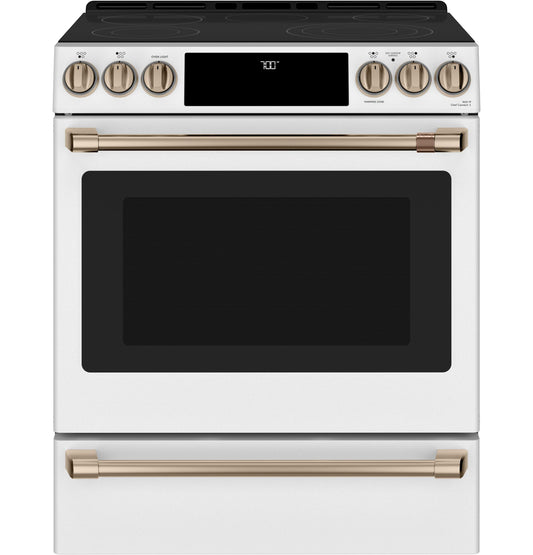 CAFE CES700P4MW2 CAFé30" Smart Slide-In, Front-Control, Radiant and Convection Range White - CES700P4MW2
