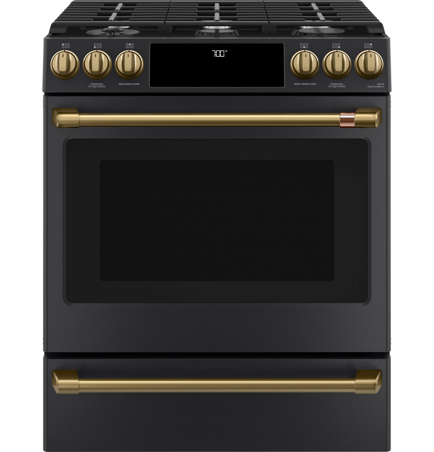 GE APPLIANCES CAFE CGS700P3MD1 CAFé™ 30" Smart Slide-In, Front-Control, Gas Range with Convection Oven Black - CGS700P3MD1