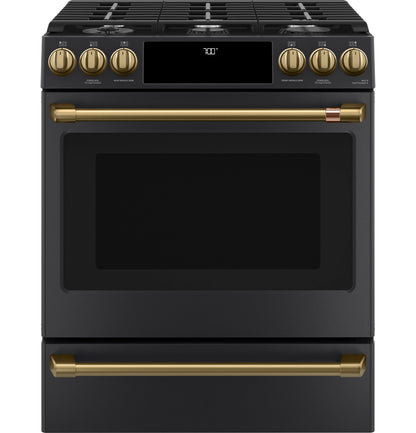 GE APPLIANCES CAFE CGS700P3MD1 CAFé™ 30" Smart Slide-In, Front-Control, Gas Range with Convection Oven Black - CGS700P3MD1