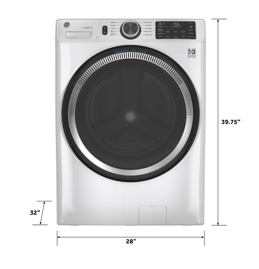 GE APPLIANCES GFW550SSNWW GE® ENERGY STAR 4.8 cu. ft. Capacity Smart Front Load  Washer with UltraFresh Vent System with OdorBlock™ and Sanitize w/Oxi White - GFW550SSNWW
