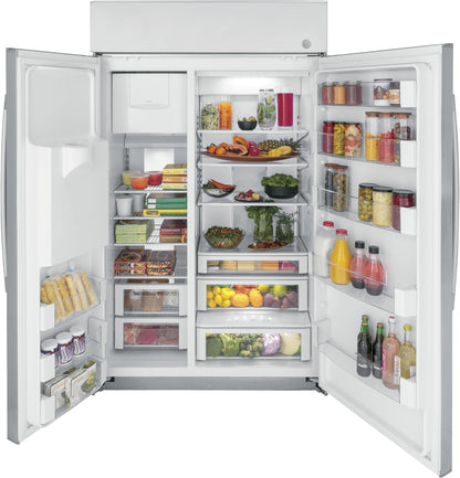 GE APPLIANCES Profile 48" Smart Built-In Side-by-Side Refrigerator with Dispenser in Stainless Steel - PSB48YSNSS
