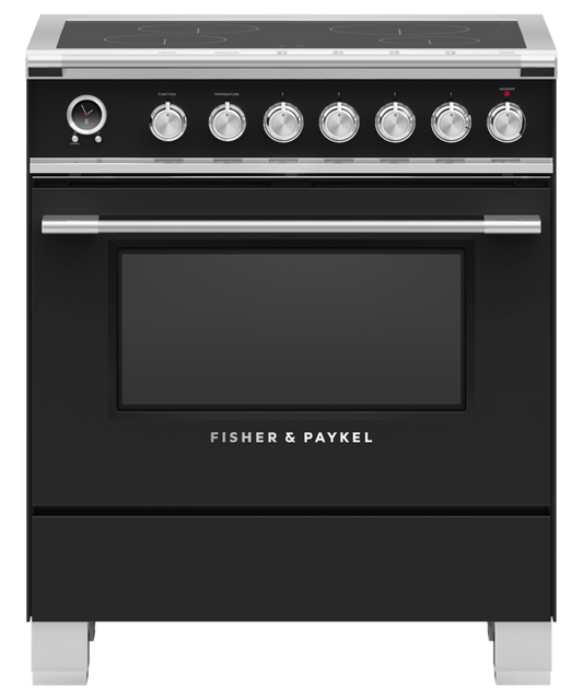 FISHER & PAYKEL OR30SCI6B1 30" Series 9 Classic 4 Zone Induction Self-Cleaning Range Black - OR30SCI6B1
