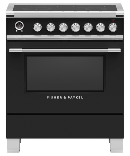 FISHER & PAYKEL OR30SCI6B1 30" Series 9 Classic 4 Zone Induction Self-Cleaning Range Black - OR30SCI6B1