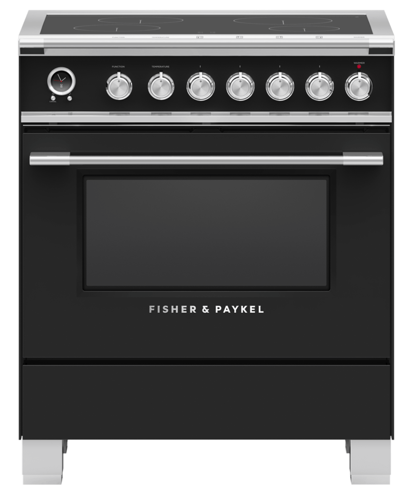 FISHER & PAYKEL OR30SCI6B1 30" Series 9 Classic 4 Zone Induction Self-Cleaning Range Black - OR30SCI6B1