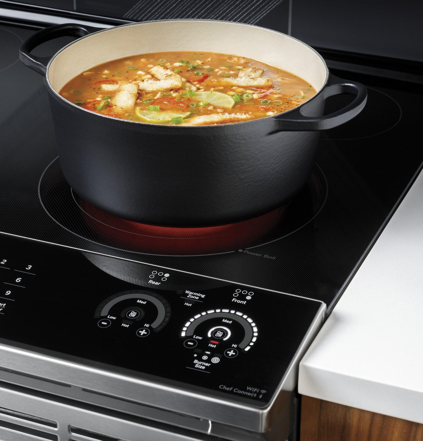GE APPLIANCES PSS93BPTS GE Profile™ 30" Smart Slide-In Electric Convection Range with No Preheat Air Fry Black in Stainless Steel - PSS93BPTS