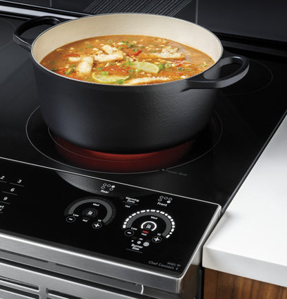 GE APPLIANCES PSS93BPTS GE Profile™ 30" Smart Slide-In Electric Convection Range with No Preheat Air Fry Black in Stainless Steel - PSS93BPTS