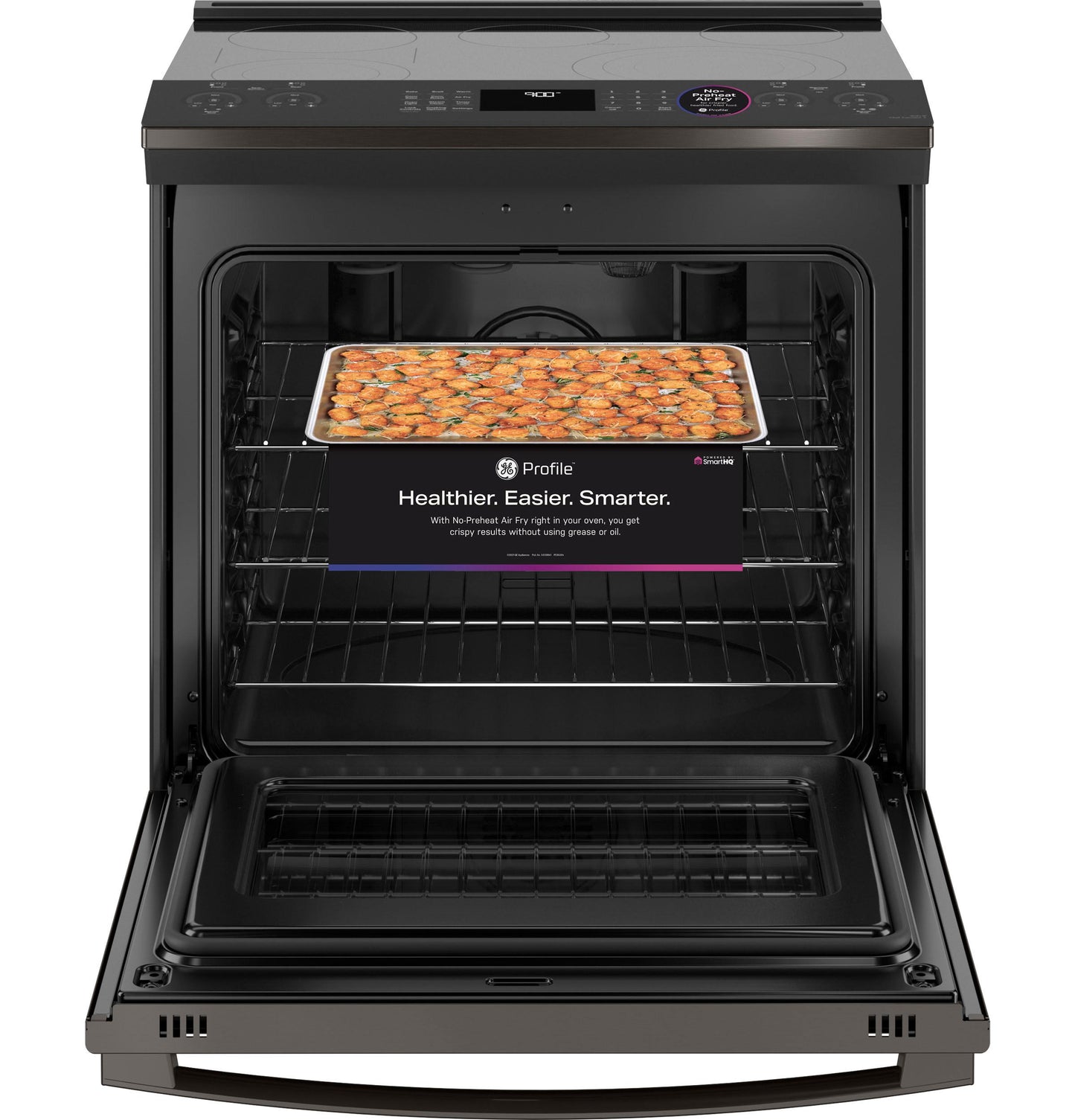 GE APPLIANCES PSS93BPTS GE Profile™ 30" Smart Slide-In Electric Convection Range with No Preheat Air Fry Black in Stainless Steel - PSS93BPTS