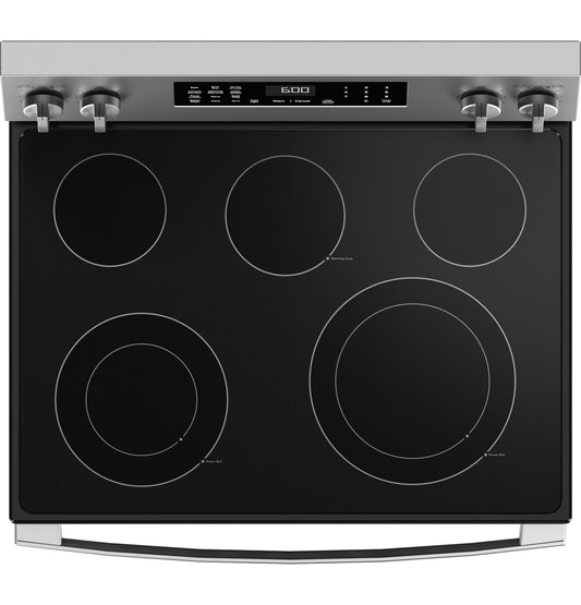 GE APPLIANCES GRF600AVSS GE® ENERGY STAR® 30" Free-Standing Electric Convection Range with No Preheat Air Fry and EasyWash™ Oven Tray in Stainless Steel - GRF600AVSS