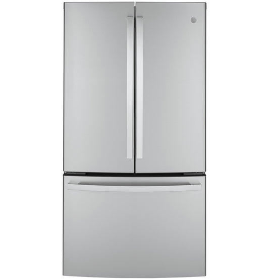 GE APPLIANCES GE 23.1 Cu. Ft. Counter-Depth Fingerprint Resistant French-Door Refrigerator in Stainless Steel - GWE23GYNFS