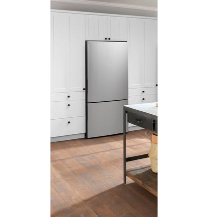 GE APPLIANCES GBE17HYRFS GE® ENERGY STAR® 17.7 Cu. Ft. Counter-Depth Bottom-Freezer Refrigerator in Stainless Steel - GBE17HYRFS