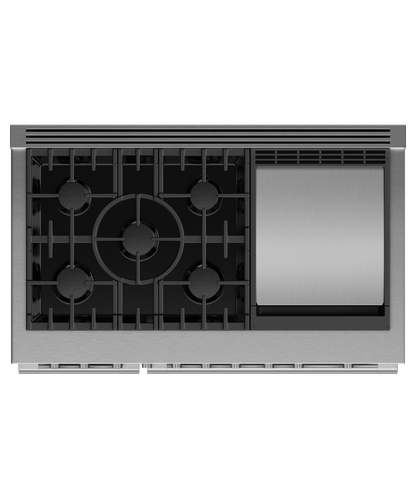 FISHER & PAYKEL RGV3485GDL 48" Series 7 Professional 5 Burner with Griddle Gas Range in Stainless Steel - RGV3485GDL