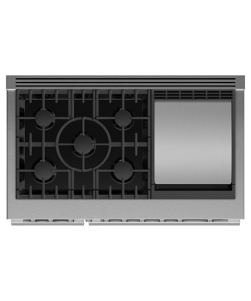 FISHER & PAYKEL RGV3485GDN 48" Series 7 Professional 5 Burner with Griddle Gas Range in Stainless Steel - RGV3485GDN