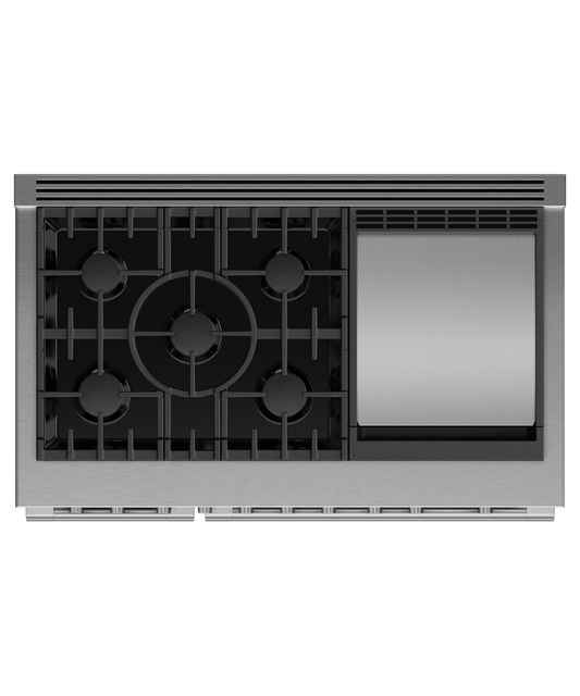 FISHER & PAYKEL RGV3485GDN 48" Series 7 Professional 5 Burner with Griddle Gas Range in Stainless Steel - RGV3485GDN