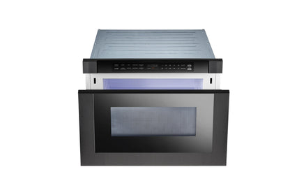XO APPLIANCE XOMWD24BS 24" Built-In Microwave Drawer - Black Glass & Black Stainless Black in Stainless Steel - XOMWD24BS
