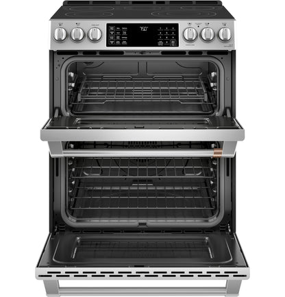 CAFE  30" Smart Slide-In, Front-Control, Radiant and Convection Double-Oven Range in Stainless Steel - CES750P2MS1