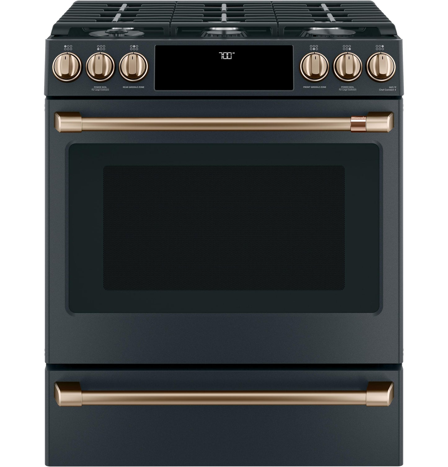 GE APPLIANCES CAFE CGS700P3MD1 CAFé™ 30" Smart Slide-In, Front-Control, Gas Range with Convection Oven Black - CGS700P3MD1