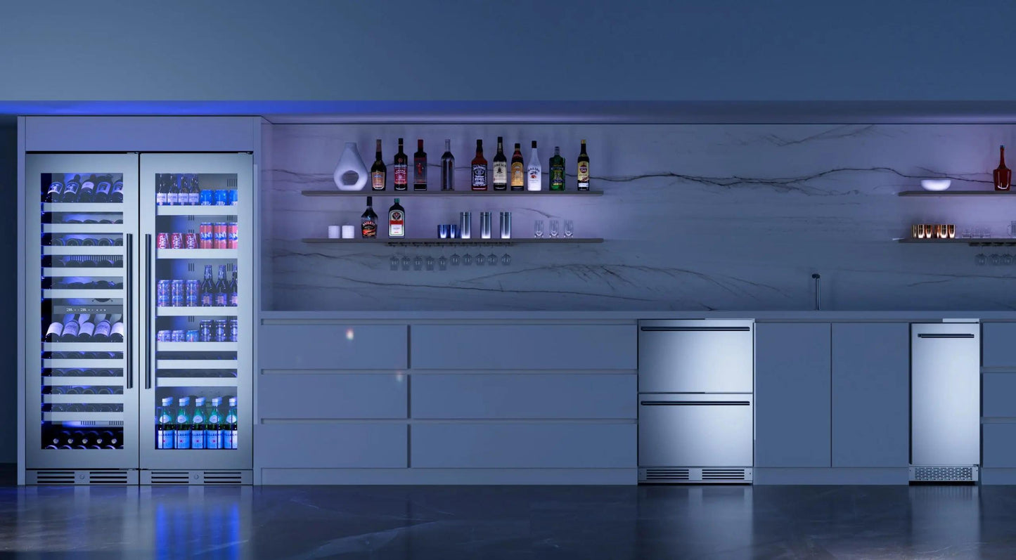 XO APPLIANCE XOU2470WDZGB Tall Dual Zone Wine Cooler, Black Glass Black - XOU2470WDZGB