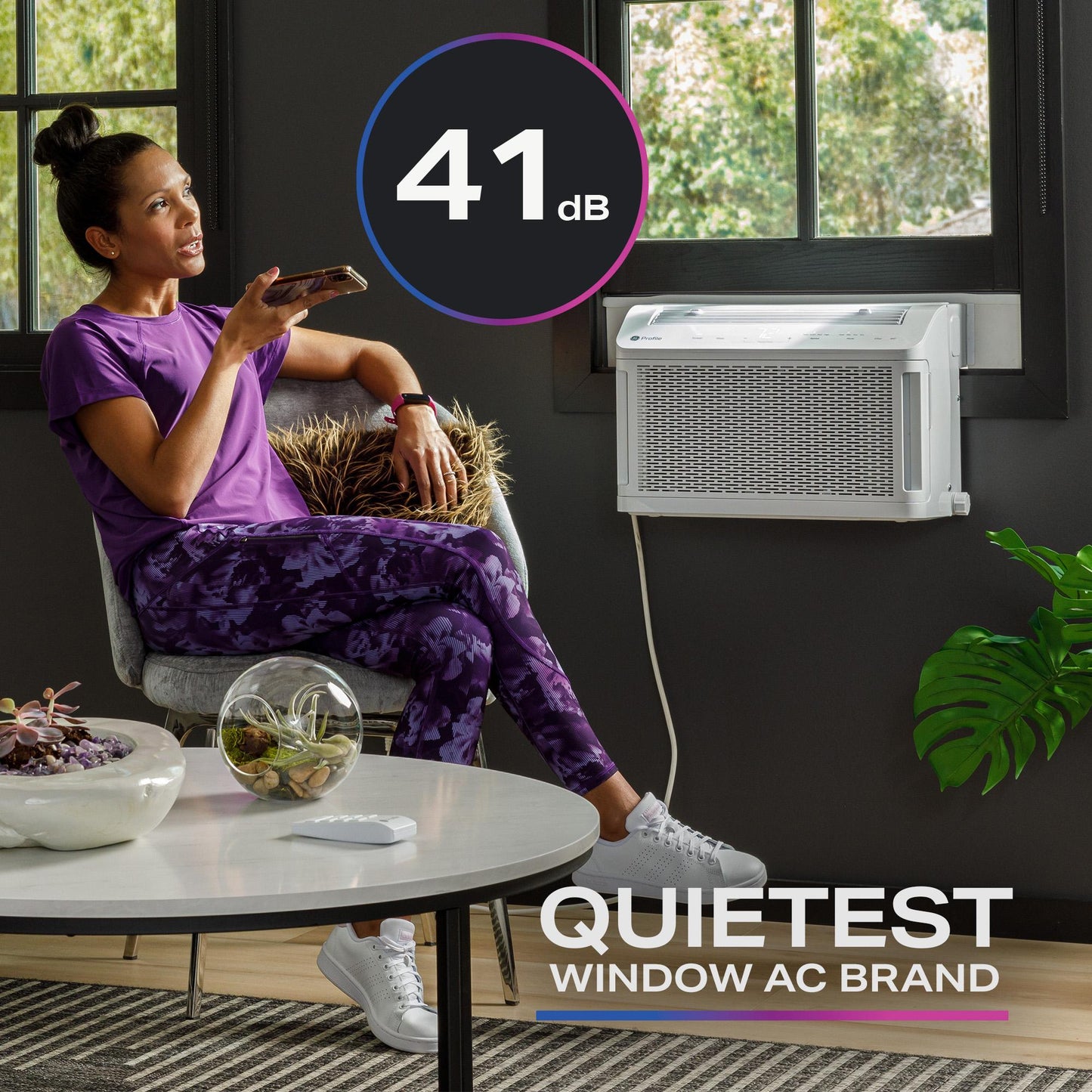GE APPLIANCES AHTT08BC GE Profile ClearView™ 8,300 BTU Smart Ultra Quiet Window Air Conditioner for Medium Rooms up to 350 sq. ft. White - AHTT08BC