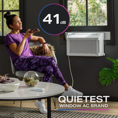 GE APPLIANCES AHTT08BC GE Profile ClearView™ 8,300 BTU Smart Ultra Quiet Window Air Conditioner for Medium Rooms up to 350 sq. ft. White - AHTT08BC