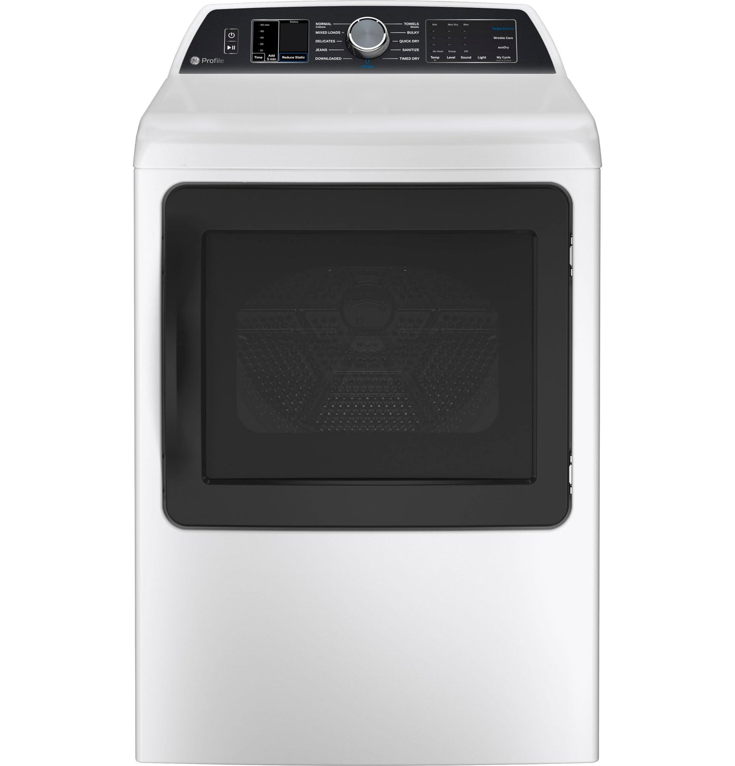 GE APPLIANCES PTD70GBSTWS GE Profile™ ENERGY STAR® 7.4 cu. ft. Capacity Smart aluminized alloy drum Gas Dryer with Sanitize Cycle and Sensor Dry White On Gray - PTD70GBSTWS