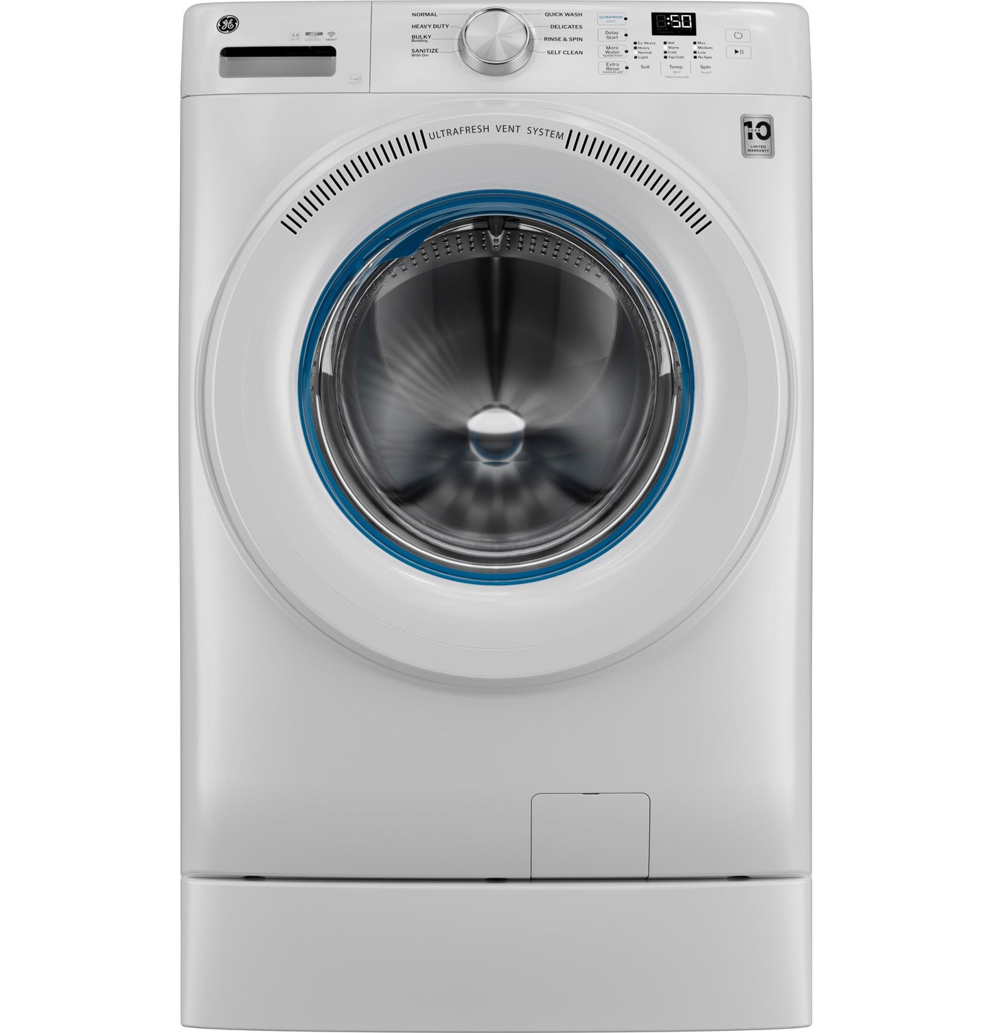 GE APPLIANCES GFW350SSYWW GE® ENERGY STAR® 4.6 cu. ft. Capacity Smart Front Load Washer with UltraFresh Vent System with OdorBlock™ White - GFW350SSYWW