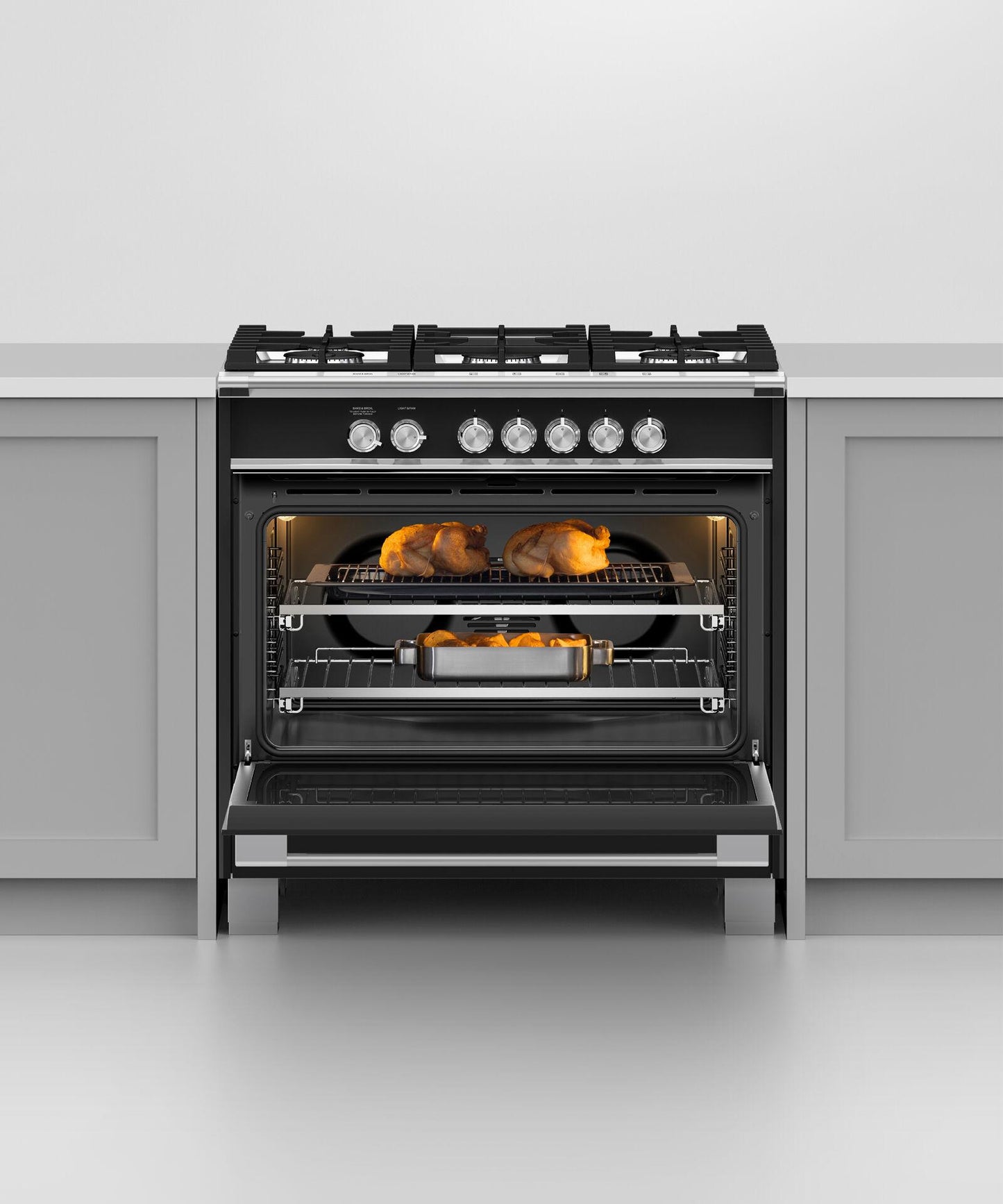 FISHER & PAYKEL OR36SCG4B1 36" Series 7 Classic 5 Burner Gas Range Black - OR36SCG4B1