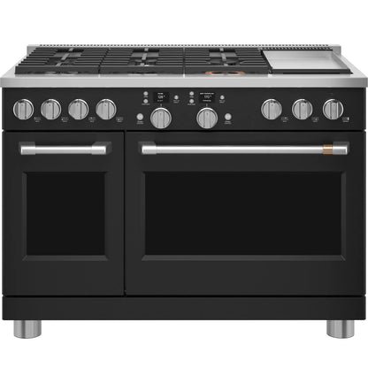 CAFE  CAFé48" Smart Dual-Fuel Commercial-Style Range with 6 Burners and Griddle (Natural Gas) Black - C2Y486P3TD1