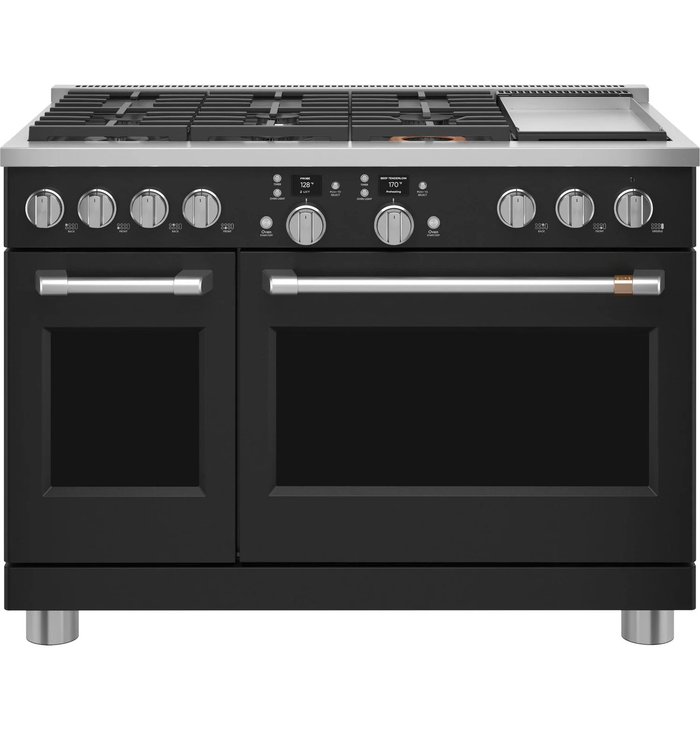 CAFE  CAFé48" Smart Dual-Fuel Commercial-Style Range with 6 Burners and Griddle (Natural Gas) Black - C2Y486P3TD1