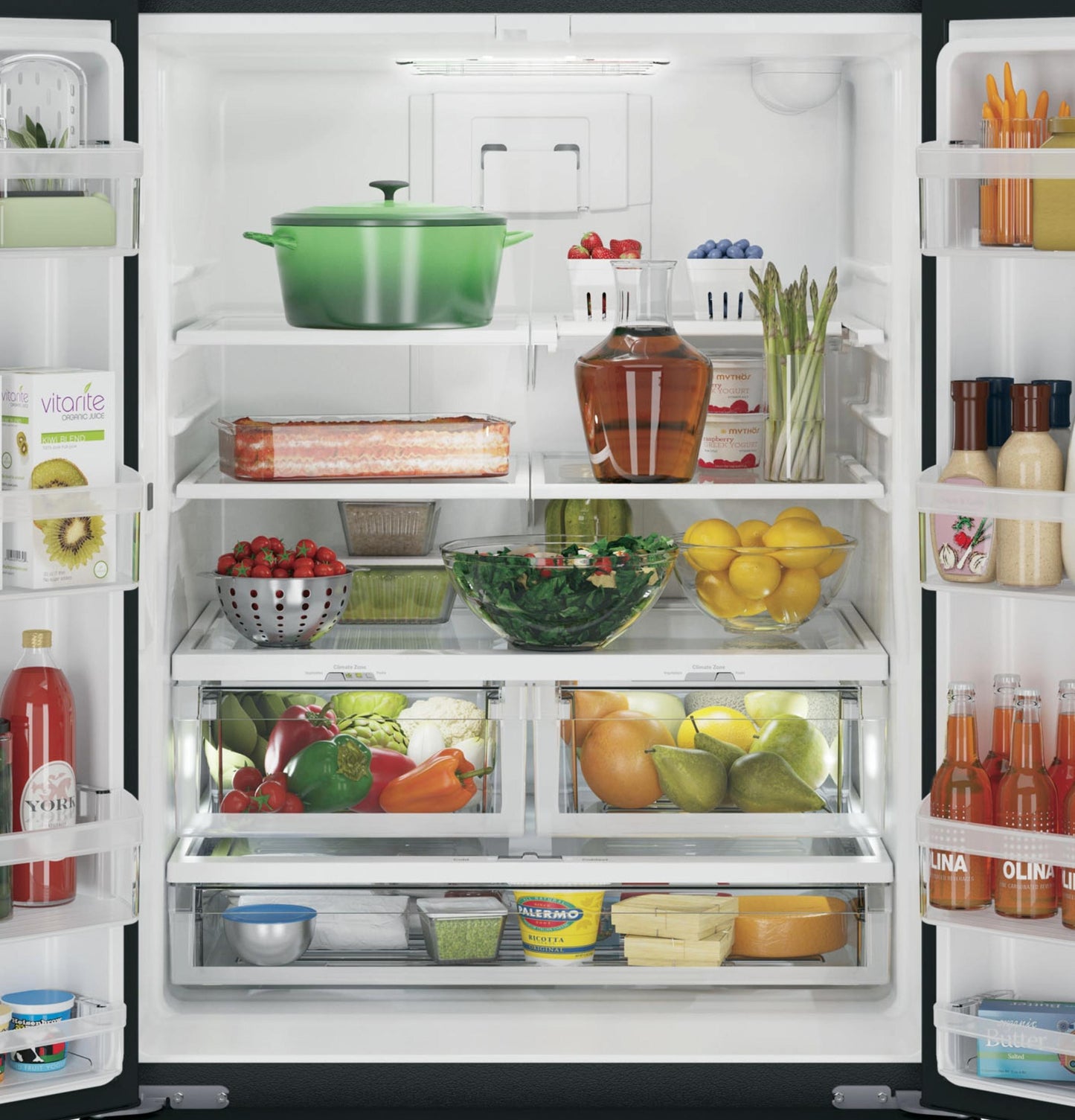 GE APPLIANCES 18.6 Cu. Ft. Counter-Depth French-Door Refrigerator Black - GWE19JGLBB