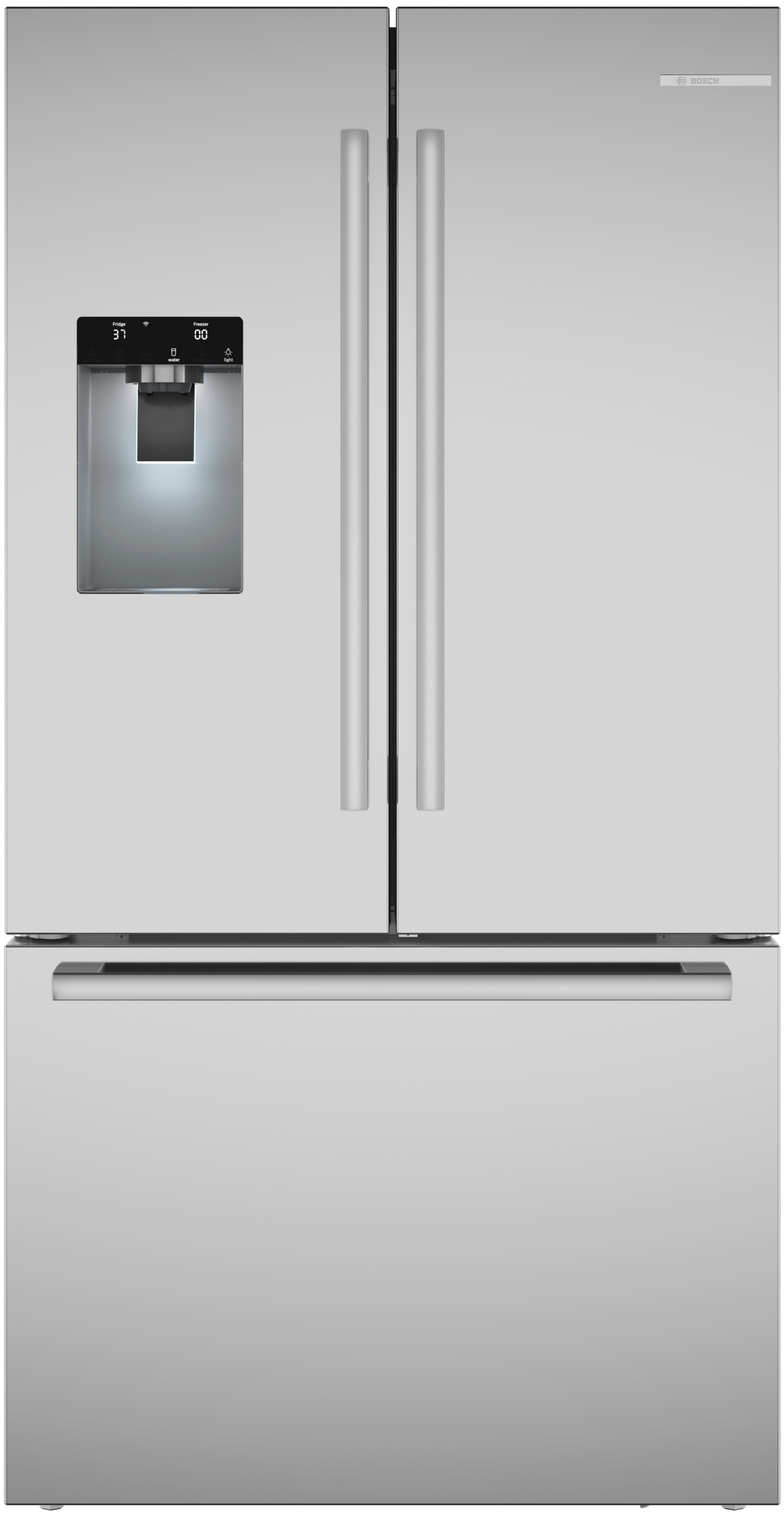 BOSCH B36CD52SNS 500 Series, French Door Bottom freezer, multi door, 36'', Brushed steel (with anti-fingerprint), Total No Frost in Stainless Steel - B36CD52SNS