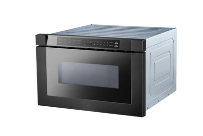 XO APPLIANCE XOMWD24BS 24" Built-In Microwave Drawer - Black Glass & Black Stainless Black in Stainless Steel - XOMWD24BS