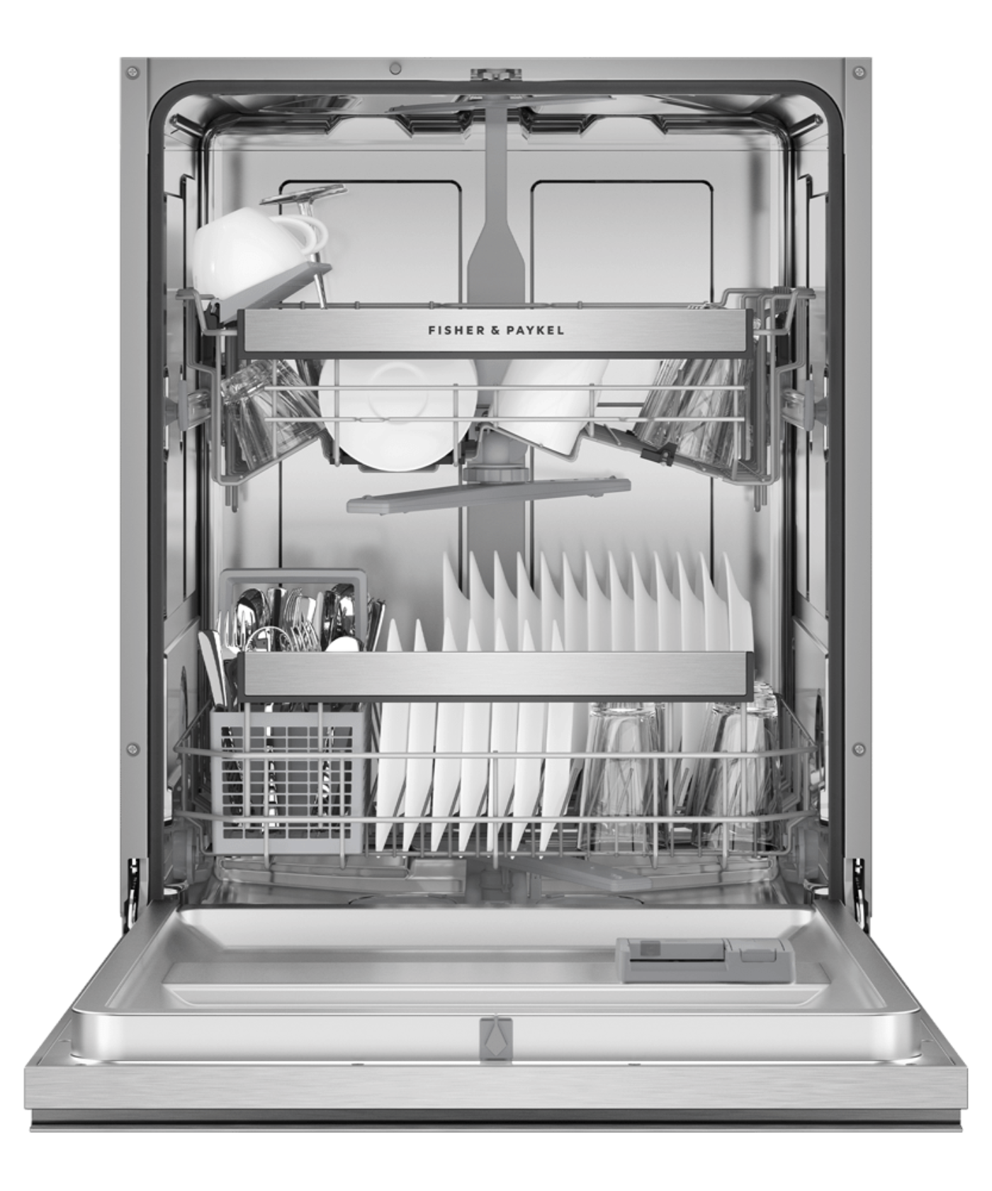FISHER & PAYKEL DW24UNT2X2 Series 7 Contemporary Tall Built-in Dishwasher in Stainless Steel - DW24UNT2X2