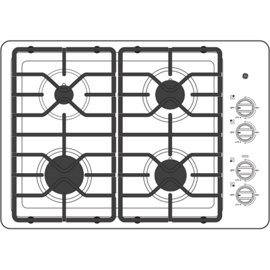 GE APPLIANCES 30" Built-In Gas Cooktop with Dishwasher-Safe Grates in Stainless Steel - JGP3030SLSS