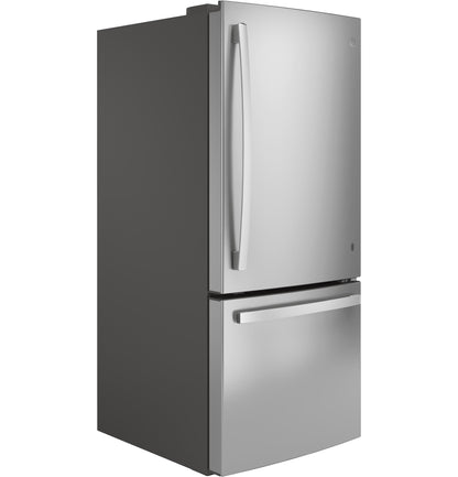 GE APPLIANCES 20.9 Cu. Ft. Bottom-Freezer Refrigerator in Stainless Steel - GBE21DYKFS