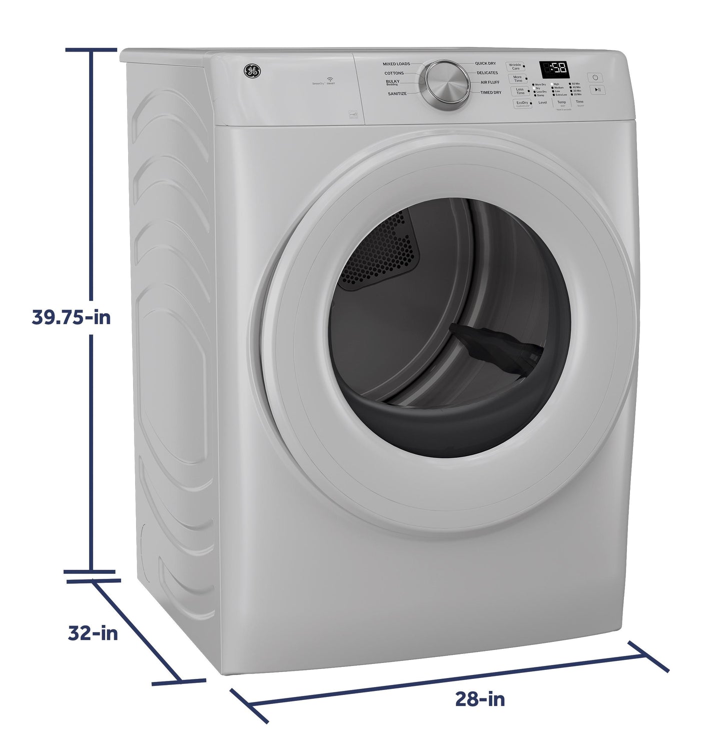 GE APPLIANCES GFD35GSSYWW GE ENERGY STAR 7.8 cu. ft. Capacity Smart Front Load Gas Dryer White - GFD35GSSYWW