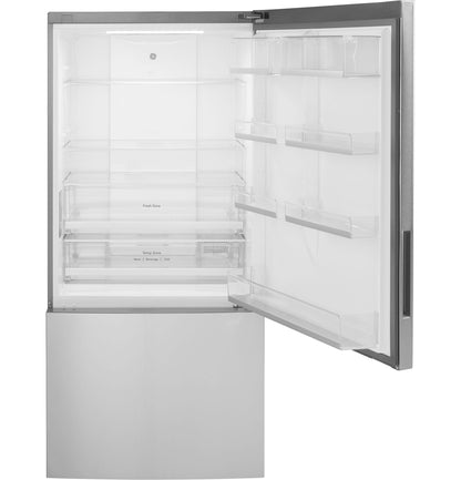GE APPLIANCES GBE17HYRFS GE® ENERGY STAR® 17.7 Cu. Ft. Counter-Depth Bottom-Freezer Refrigerator in Stainless Steel - GBE17HYRFS