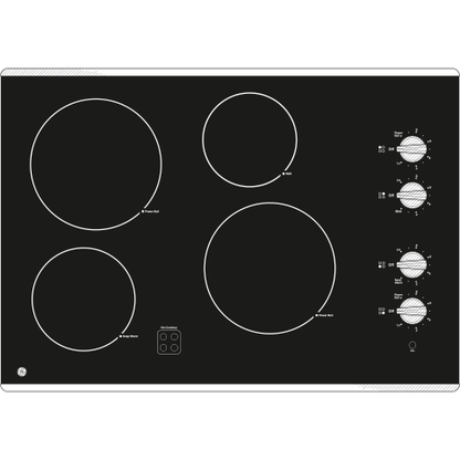 GE APPLIANCES 30" Built-In Knob Control Electric Cooktop Black On Stainless - JP3030SWSS