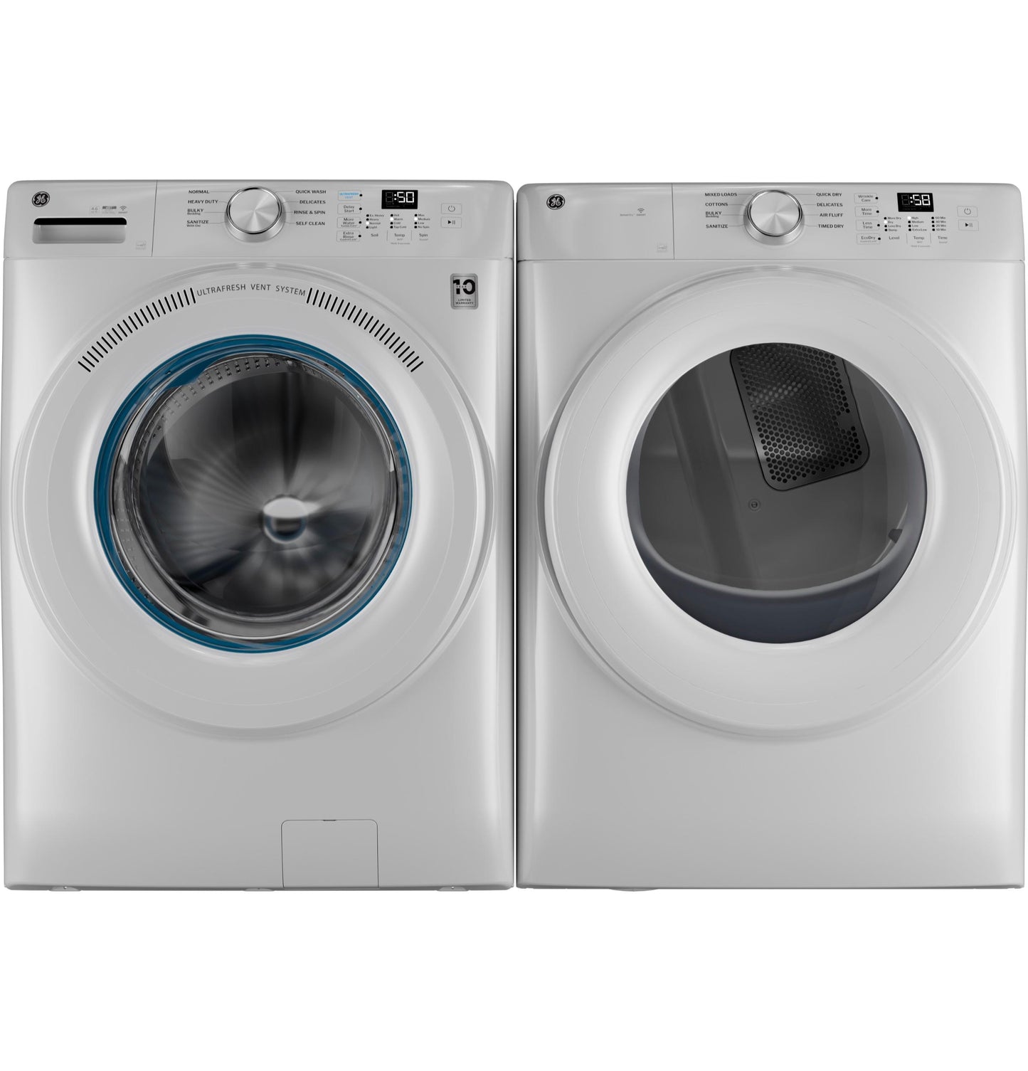 GE APPLIANCES GFW350SSYWW GE® ENERGY STAR® 4.6 cu. ft. Capacity Smart Front Load Washer with UltraFresh Vent System with OdorBlock™ White - GFW350SSYWW
