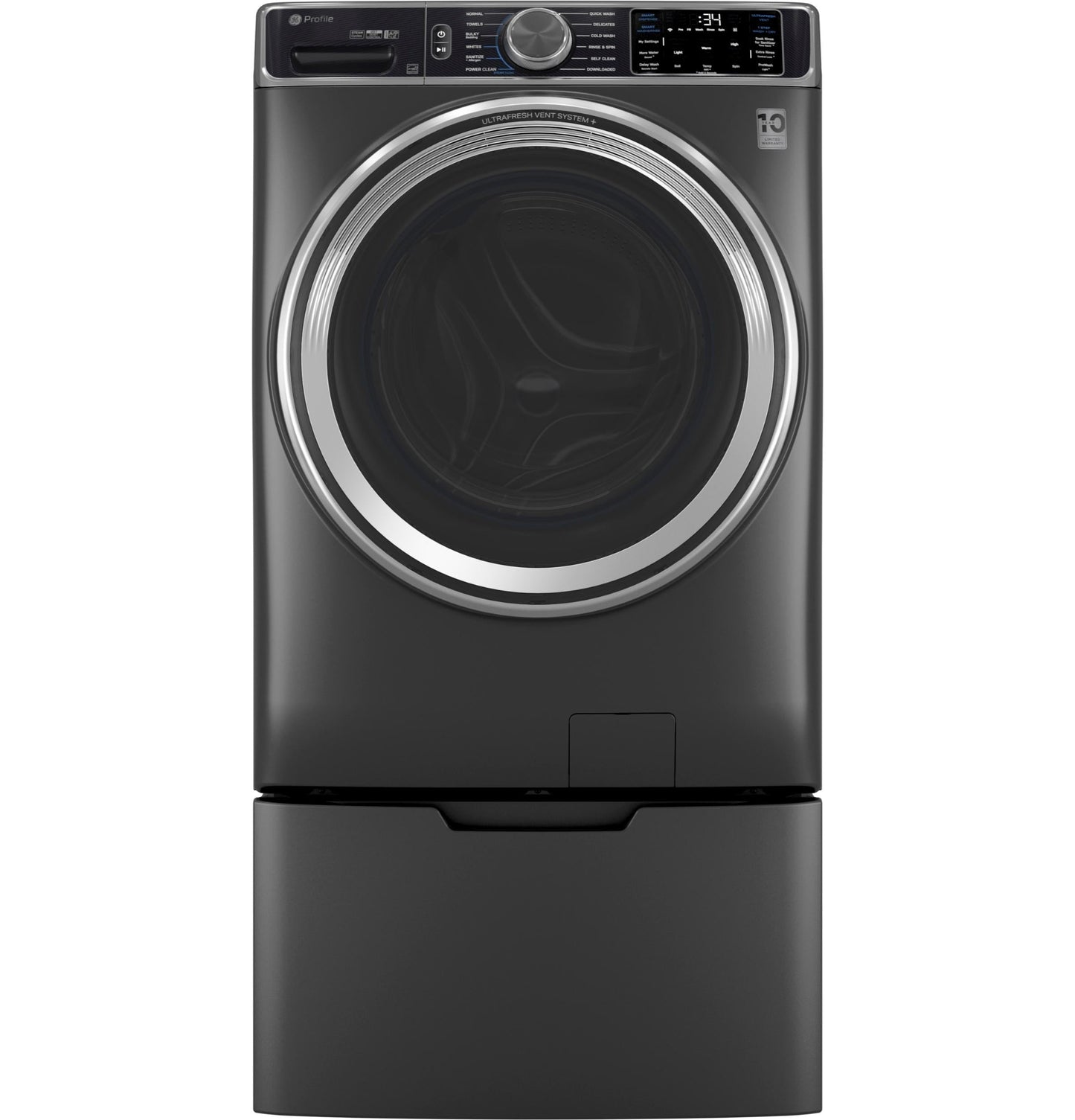 GE APPLIANCES GE Profile 5.5 cu. ft. Capacity Smart Front Load Steam Washer with UltraFresh Vent System+ and Smart Wash & Smart Rinse Gray - PFW955SPWDS