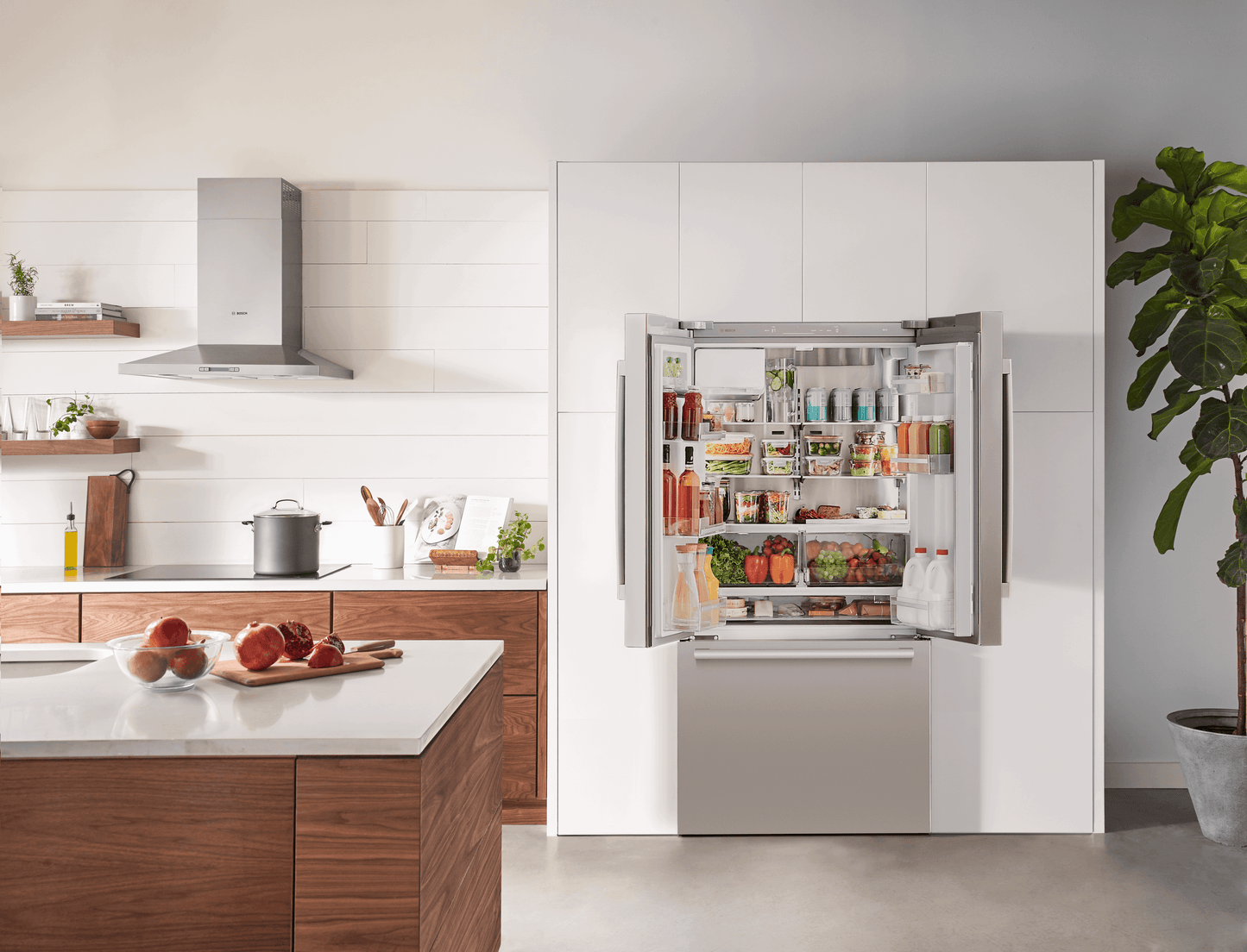 BOSCH B36CD52SNS 500 Series, French Door Bottom freezer, multi door, 36'', Brushed steel (with anti-fingerprint), Total No Frost in Stainless Steel - B36CD52SNS
