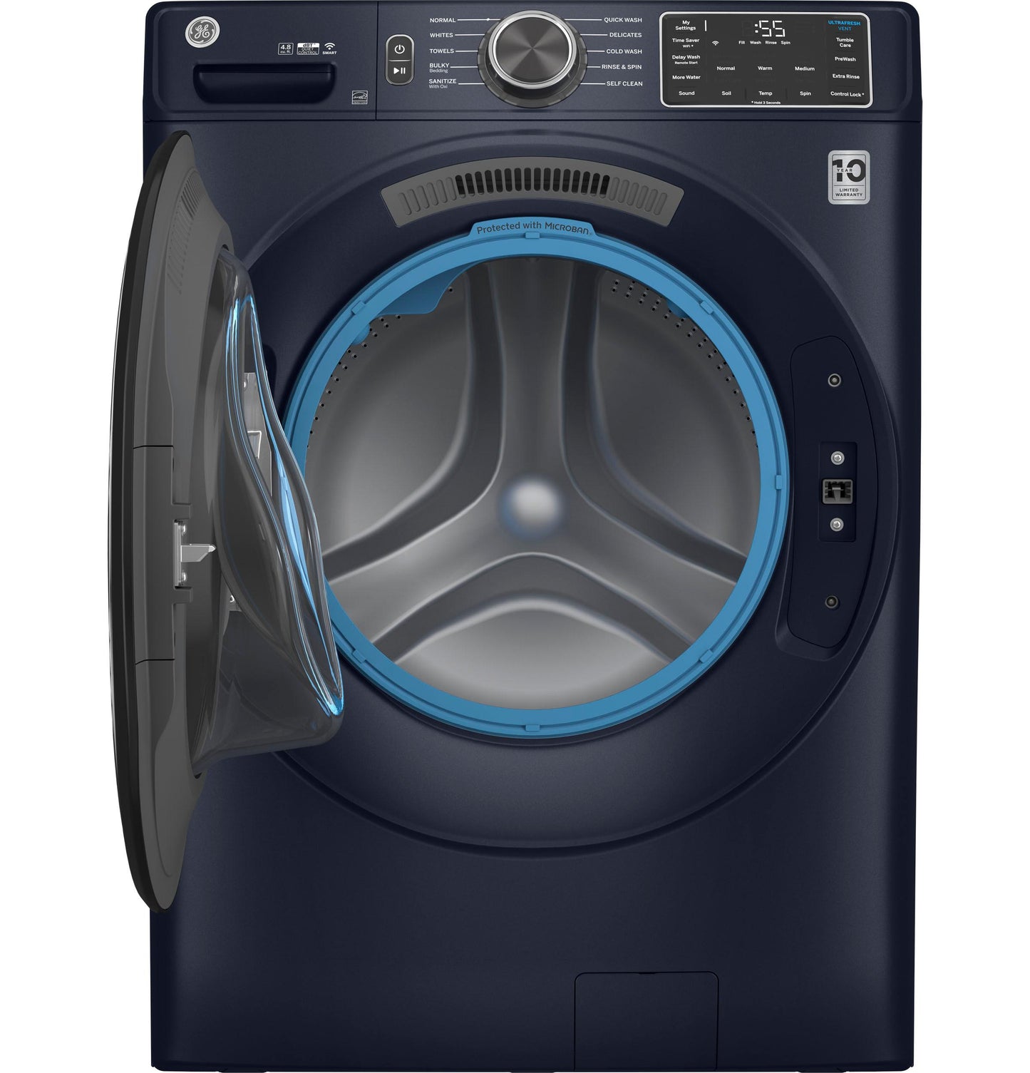 GE APPLIANCES GFW550SPRRS GE® ENERGY STAR® 4.8 cu. ft. Capacity Smart Front Load Washer with UltraFresh Vent System with OdorBlock™ and Sanitize w/Oxi Blue - GFW550SPRRS