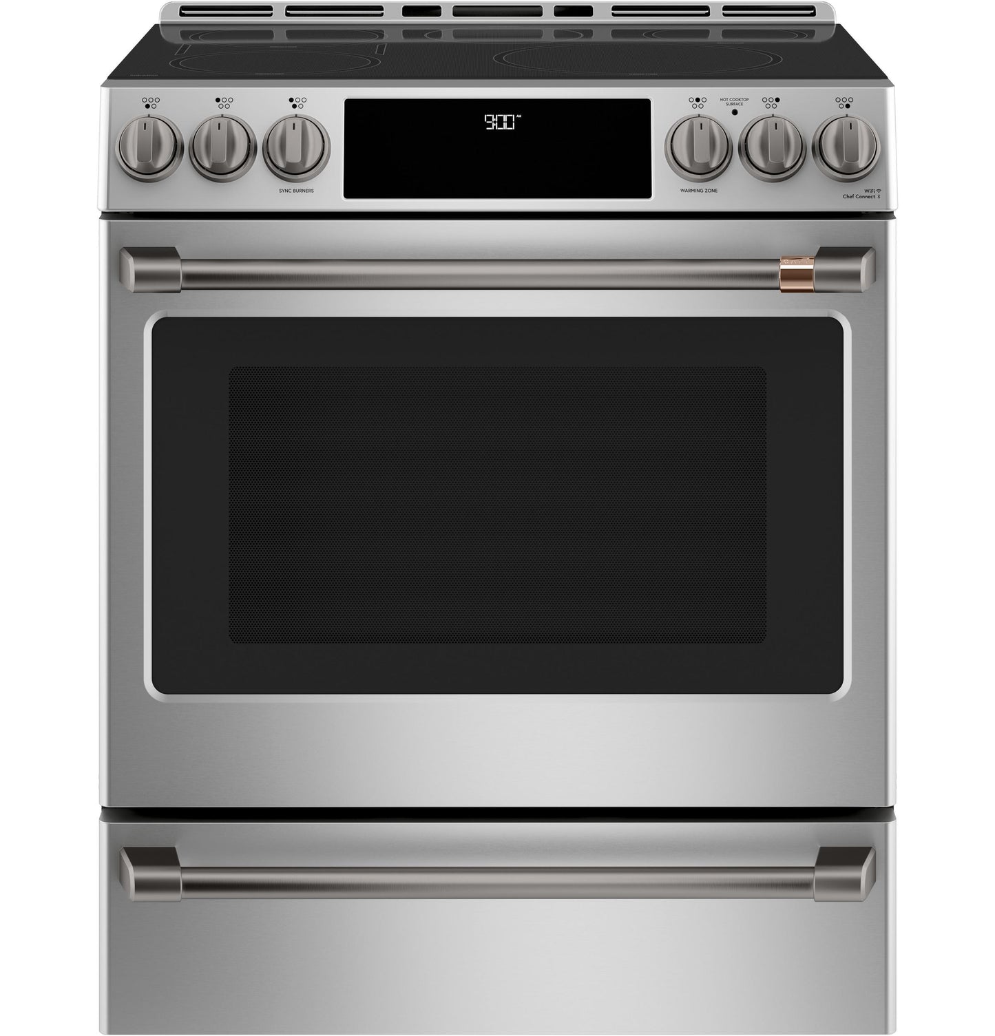 CAFE CHS900P2MS1 CAFé™ 30" Smart Slide-In, Front-Control, Induction and Convection Range with Warming Drawer in Stainless Steel - CHS900P2MS1