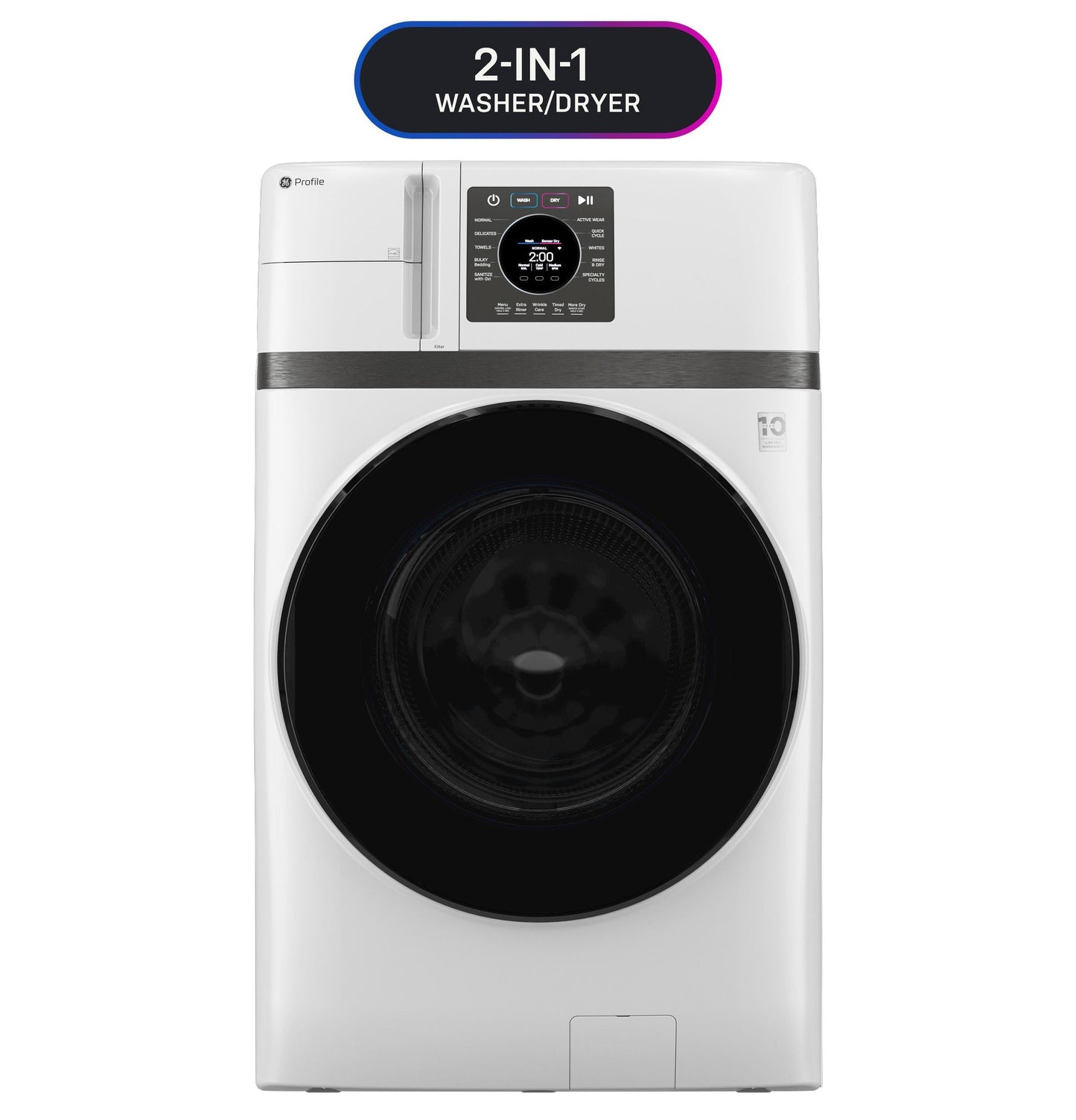 GE APPLIANCES PFQ83HSSWWW GE Profile™ ENERGY STAR® 4.6 cu. ft. Capacity UltraFast Combo with Ventless Inverter Heat Pump Technology Washer/Dryer White - PFQ83HSSWWW