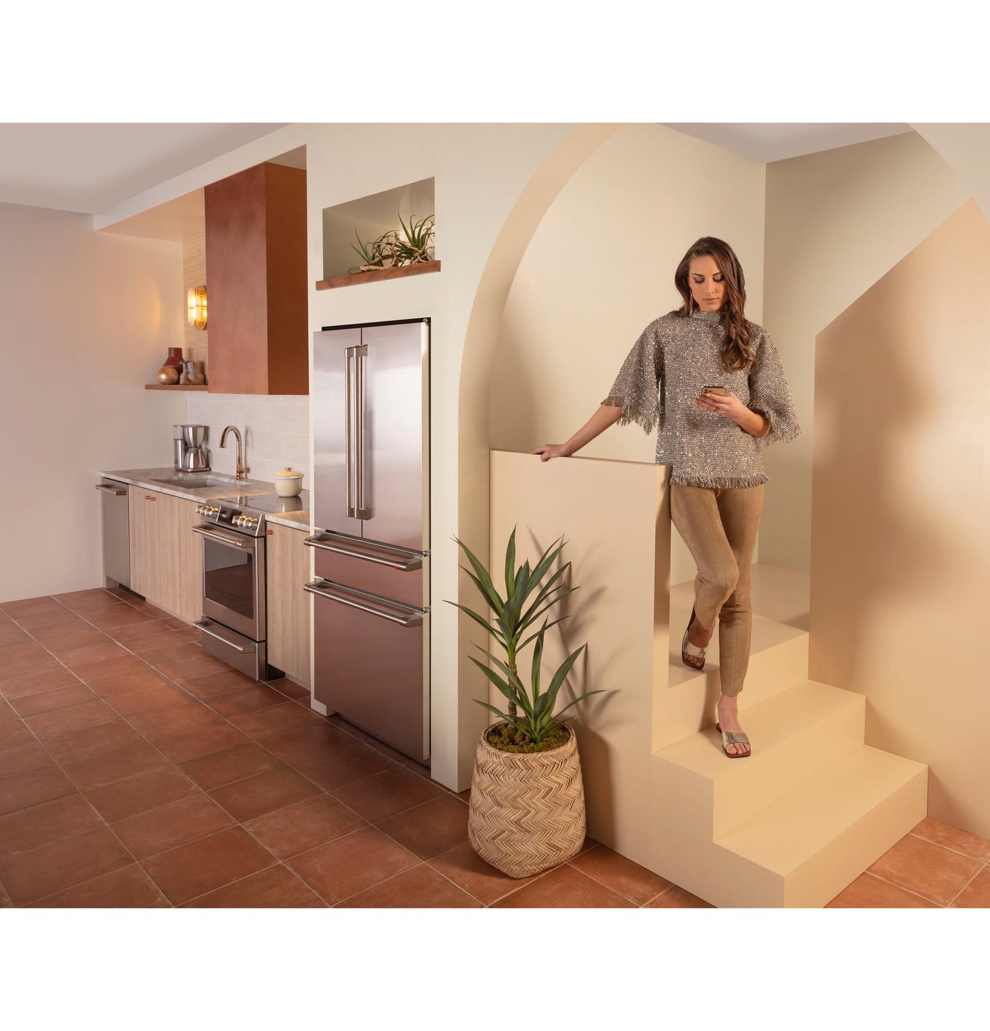 CAFE CJE23DP2WS1 CAFé™ ENERGY STAR® 23.2 Cu. Ft. Smart Counter-Depth 4-Door French-Door Refrigerator With Dual-Dispense AutoFill Pitcher in Stainless Steel - CJE23DP2WS1