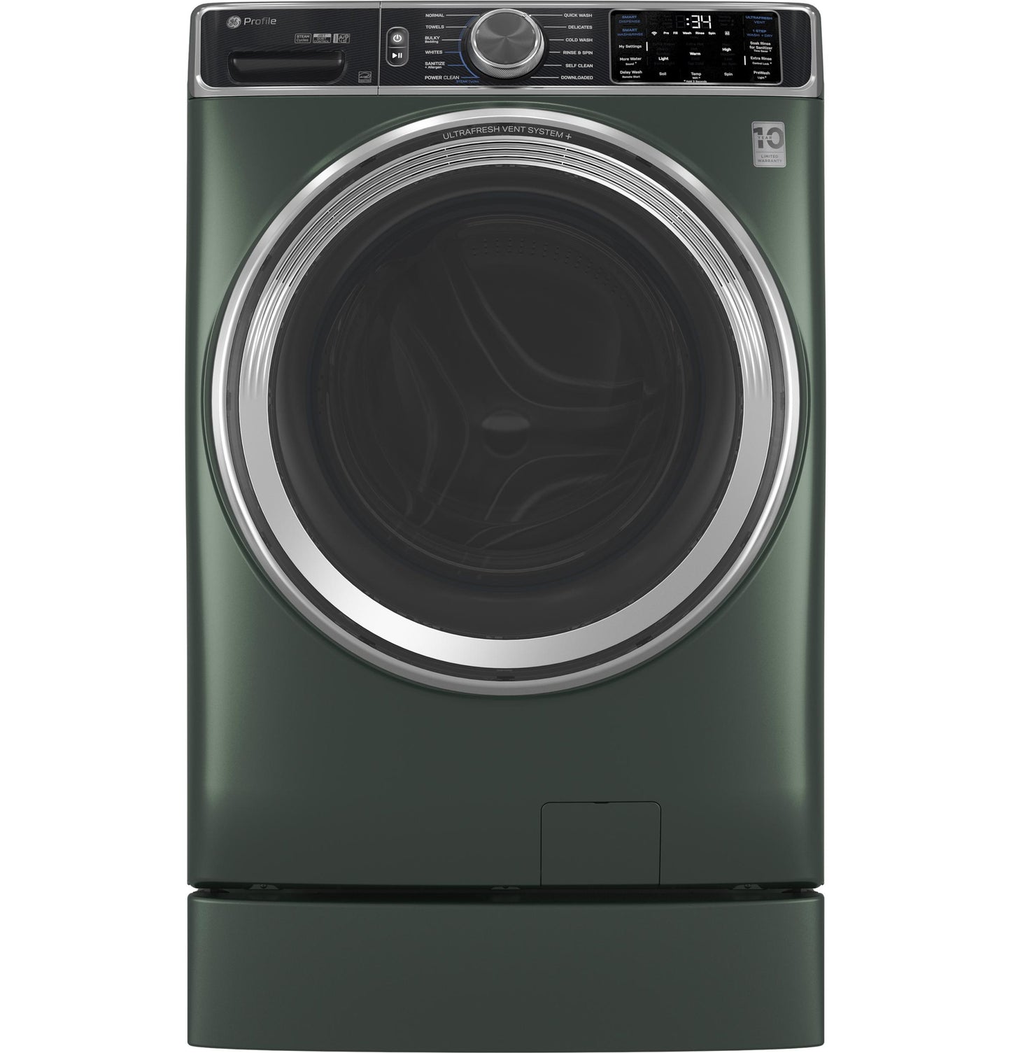 GE APPLIANCES PFW955SPWGN GE Profile™ 5.5 cu. ft. Capacity Smart Front Load ENERGY STAR® Steam Washer with UltraFresh Vent System+ and Smart Wash & Smart Rinse Green - PFW955SPWGN