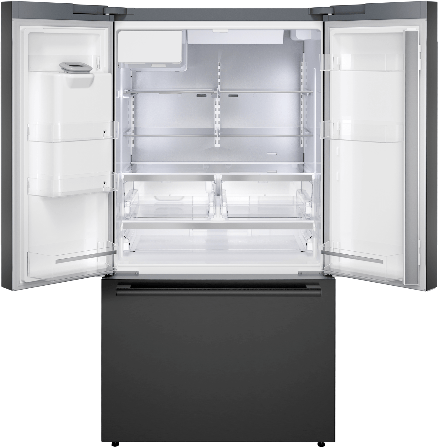 BOSCH B36FD52SNB 500 Series, French Door Bottom freezer, multi door, 36'', Black inox-antifingerprint, Total No Frost Black in Stainless Steel - B36FD52SNB