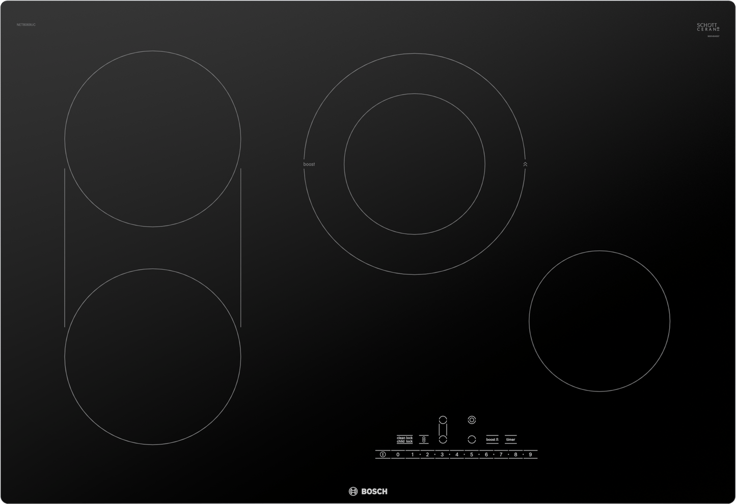 BOSCH NET8069UC 800 Series, Electric hob, 30, surface mount without frame Black - NET8069UC