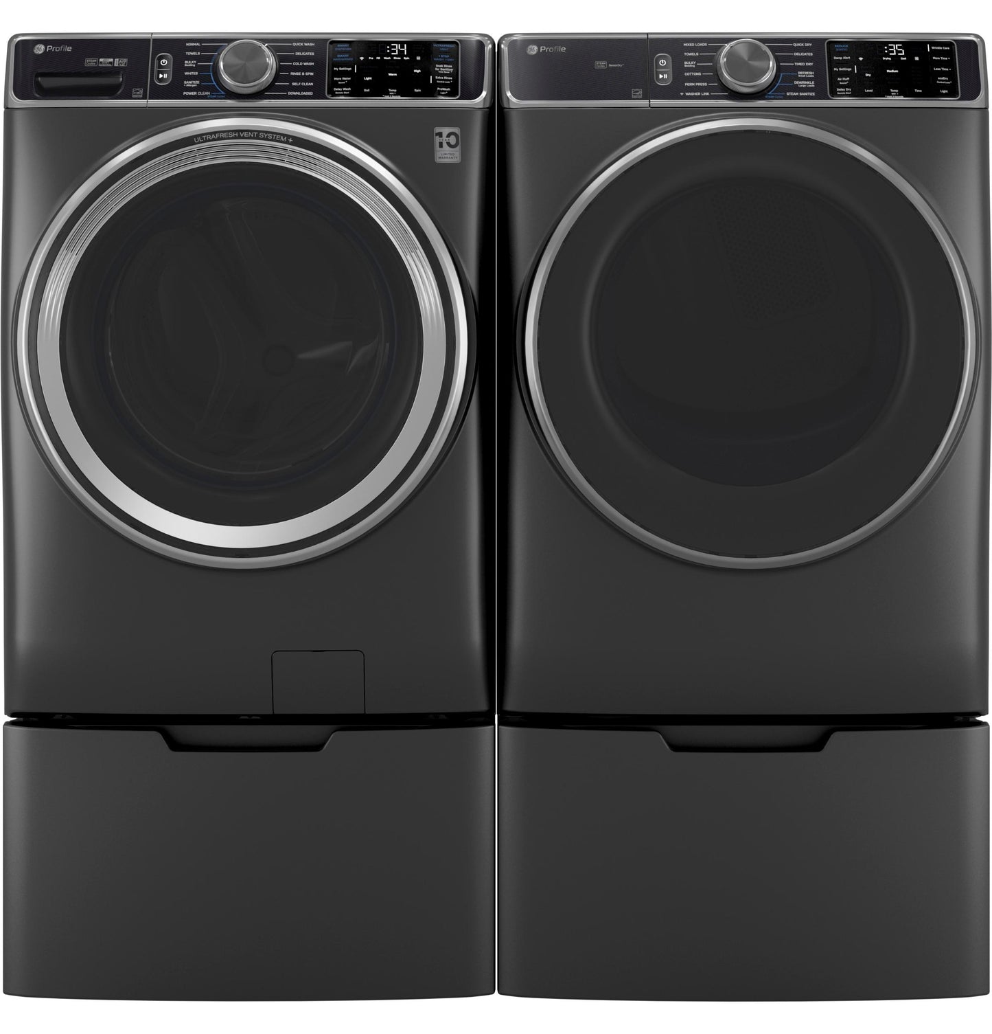 GE APPLIANCES GE Profile 5.5 cu. ft. Capacity Smart Front Load Steam Washer with UltraFresh Vent System+ and Smart Wash & Smart Rinse Gray - PFW955SPWDS